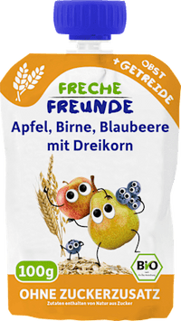 Quetschie Apfel, Birne, Blaubeere mit Dreikorn ab 6 Monaten, 100 g