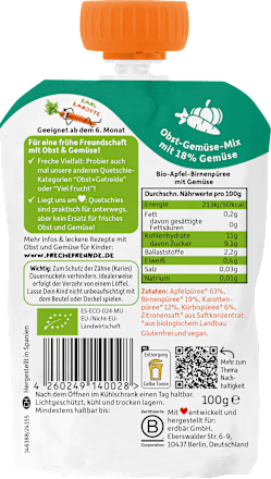 Quetschie Apfel, Birne, Karotte & Kürbis ab 6 Monaten, 100 g