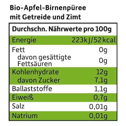 Quetschie Apfel, Birne mit Zimt, Reis & Dinkel ab 6 Monaten, 100 g