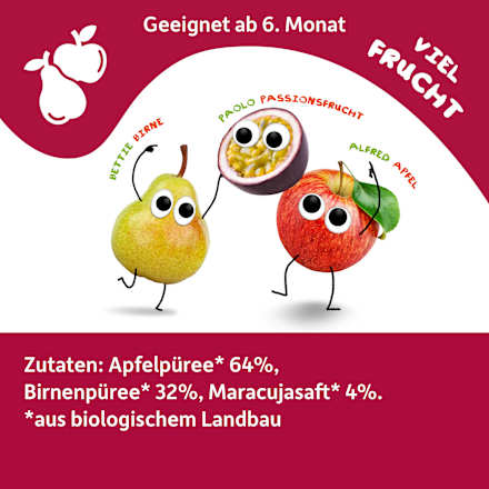 Quetschie Apfel, Birne & Maracuja, ab  6 Monaten, 100 g