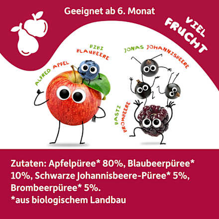 Quetschie Apfel, Blaubeere, Johannisbeere & Brombeere ab 6 Monaten, 100 g