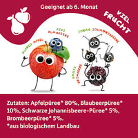 Quetschie Apfel, Blaubeere, Johannisbeere & Brombeere ab 6 Monaten, 100 g