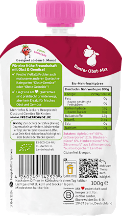 Quetschie Apfel, Erdbeere, Blaubeere & Himbeere ab 6. Monat, 100 g
