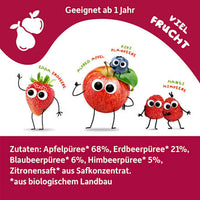 Quetschie Apfel, Erdbeere, Blaubeere & Himbeere ab 6. Monat, 100 g
