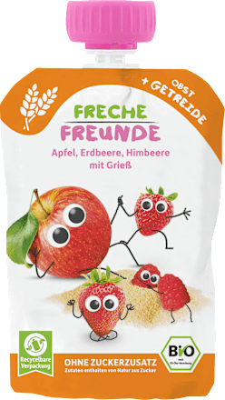 Quetschie Apfel, Erdbeere, Himbeere mit Grieß, ab 6 Monaten, 100 g