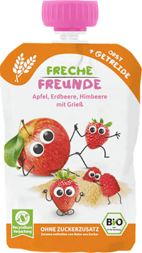 Quetschie Apfel, Erdbeere, Himbeere mit Grieß, ab 6 Monaten, 100 g