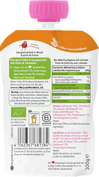 Quetschie Apfel, Erdbeere, Himbeere mit Grieß, ab 6 Monaten, 100 g