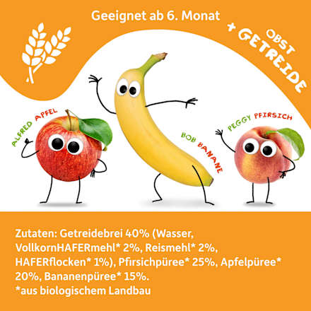 Quetschie Apfel, Erdbeere, Himbeere mit Grieß, ab 6 Monaten, 100 g