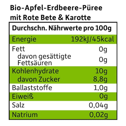 Quetschie Apfel, Erdbeere mit Rote Bete & Karotte ab dem 8. Monat, 100 g