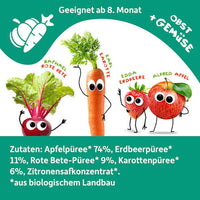Quetschie Apfel, Erdbeere mit Rote Bete & Karotte ab dem 8. Monat, 100 g