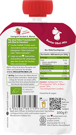 Quetschie Apfel, Pfirsich & Erdbeere ab 6 Monaten, 100 g