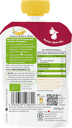 Quetschie Banane, Apfel, Erdbeere & Himbeere ab 6 Monaten, 100 g