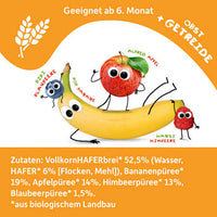 Quetschie Banane, Apfel, Himbeere, Blaubeere mit Hafer ab 6 Monaten, 100 g