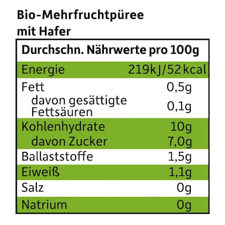 Quetschie Banane, Apfel, Himbeere, Blaubeere mit Hafer ab 6 Monaten, 100 g