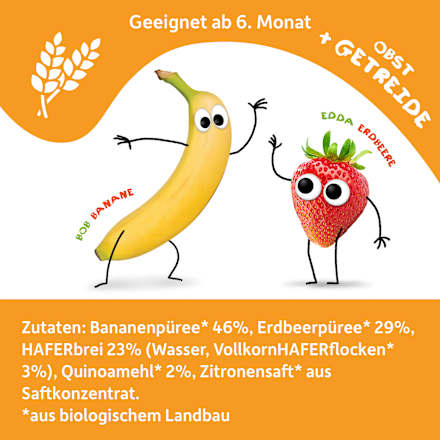 Quetschie Banane, Erdbeere mit Hafer & Quinoa ab 6 Monaten, 100 g