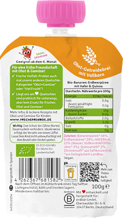 Quetschie Banane, Erdbeere mit Hafer & Quinoa ab 6 Monaten, 100 g