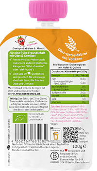 Quetschie Banane, Erdbeere mit Hafer & Quinoa ab 6 Monaten, 100 g