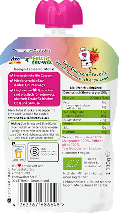 Quetschie Beste Freunde Birne, Mango & Erdbeere ab dem 6. Monat, 100 g