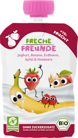 Quetschie Joghurt, Banane, Erdbeere, Apfel & Himbeere, ab 10 Monate, 100 g