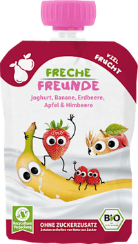 Quetschie Joghurt, Banane, Erdbeere, Apfel & Himbeere, ab 10 Monate, 100 g