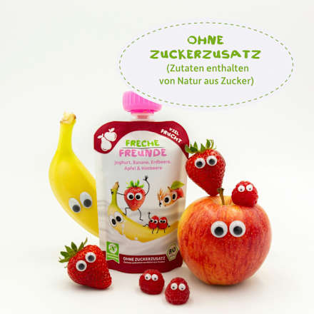 Quetschie Joghurt, Banane, Erdbeere, Apfel & Himbeere, ab 10 Monate, 100 g