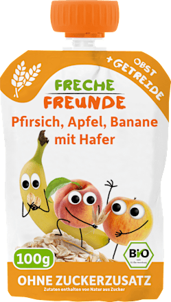 Quetschie Pfirsich, Apfel, Banane mit Hafer ab 6 Monaten, 100 g