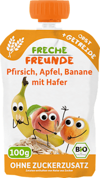 Quetschie Pfirsich, Apfel, Banane mit Hafer ab 6 Monaten, 100 g