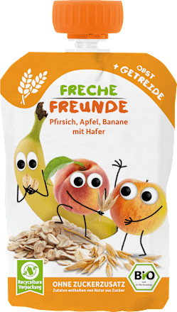 Quetschie Pfirsich, Apfel, Banane mit Hafer ab 6 Monaten, 100 g