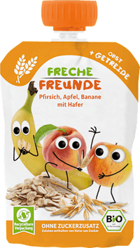 Quetschie Pfirsich, Apfel, Banane mit Hafer ab 6 Monaten, 100 g