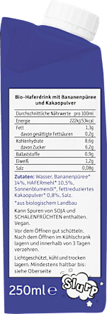 Trinkfertiger Schokodrink Banane & Hafer, für Schulkinder, 250 ml