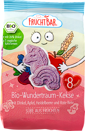 FruchtBar Babykekse Wundertraum-Kekse mit Dinkel, Apfel & Heidelbeere, ab 8 Monaten, 100 g
