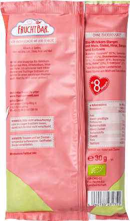 Babysnack Mehrkorn-Stangen mit Mais, Dinkel, Banane & Erdbeere ab 8 Monaten, 30 g