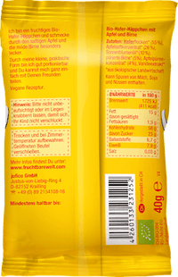 Kindersnack Hafer-Häppchen, Apfel, Birne, Hafer ab 12 Monaten, 40 g