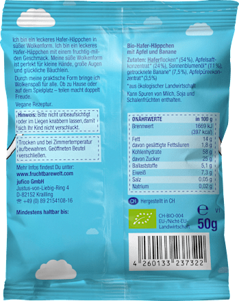 Kindersnack Hafer-Wolken Apfel & Banane ab 12 Monaten, 50 g