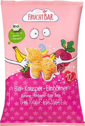 Kindersnack Knusper-Einhörner, Mais, Himbeere, Banane, Rote Bete, ab 12 Monaten, 30 g
