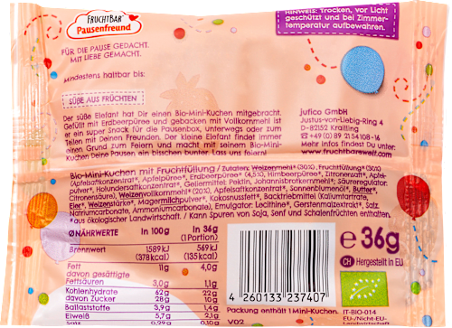 Kindersnack Mini-Kuchen mit Erdbeerpüree ab 3 Jahren, 36 g