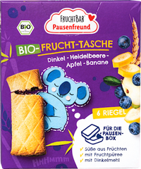 Kindersnack Pausenfreund Frucht-Tasche, Dinkel, Blaubeere, Apfel, Banane ab 3 Jahren (6x22 g), 132 g