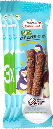 Kindersnack Pausenfreund Knusper-Duo, Hafer, Kakao, Apfel, ab 3 Jahren (3x23 g), 69 g