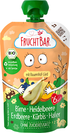 FruchtBar Quetschie Birne, Heidelbeere, Erdbeere, Kürbis & Hafer ab dem 6. Monat, 100 g
