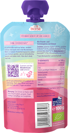 Quetschie Erdbeere, Himbeere, Dinkel & Rote Bete ab dem 6. Monat, 100 g