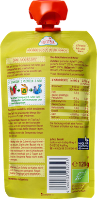 Quetschie Früchtebrei mit Hafer, Apfel, Birne, Traube ab 6 Monaten, 120 g