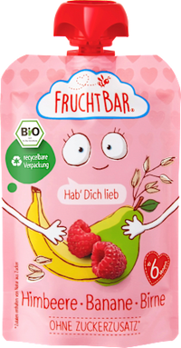 Quetschie Himbeere, Banane, Birne, Haferdrink ab 6 Monaten, 100 g