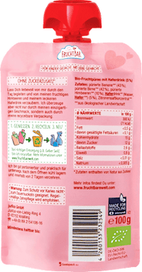 Quetschie Himbeere, Banane, Birne, Haferdrink ab 6 Monaten, 100 g