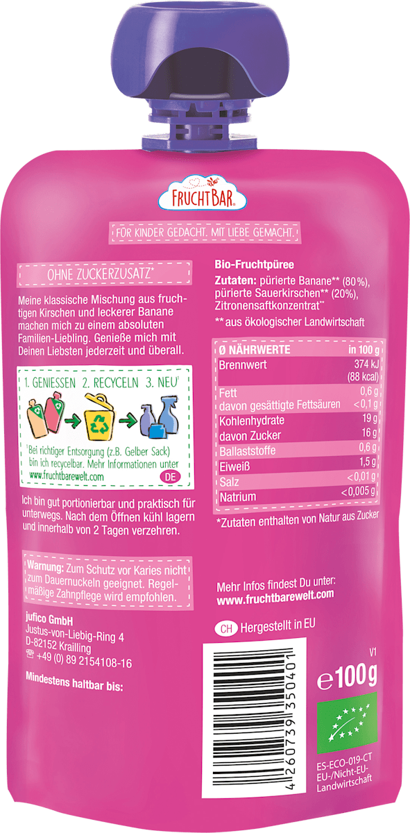 Quetschie Kirsche & Banane ab 6 Monaten, 100 g