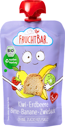 Quetschie Kiwi Erdbeere Birne Banane Zwieback ab 6 Monaten, 100 g