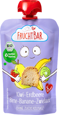Quetschie Kiwi Erdbeere Birne Banane Zwieback ab 6 Monaten, 100 g