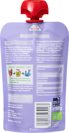 Quetschie Kiwi Erdbeere Birne Banane Zwieback ab 6 Monaten, 100 g