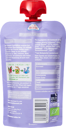 Quetschie Kiwi Erdbeere Birne Banane Zwieback ab 6 Monaten, 100 g