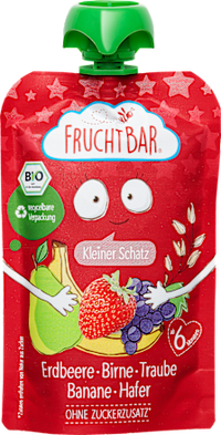 Quetschie "Kleiner Schatz" Erdbeer, Birne, Traube, Hafer, ab dem 6.Monat, 100 g