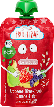FruchtBar Quetschie "Kleiner Schatz" Erdbeer, Birne, Traube, Hafer, ab dem 6.Monat, 100 g